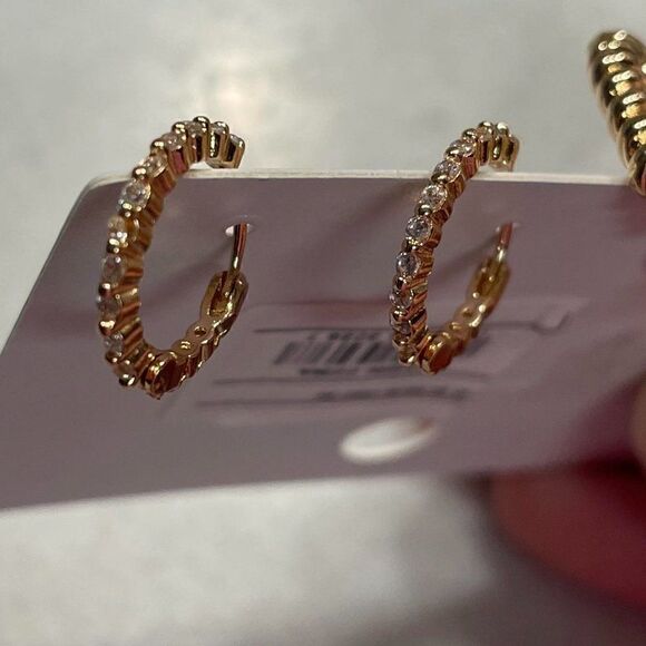 Sugarfix by BaubleBar Rhinestone Mini Hoop Earring and Twisted Heart Huggies Duo - Picture 3 of 4